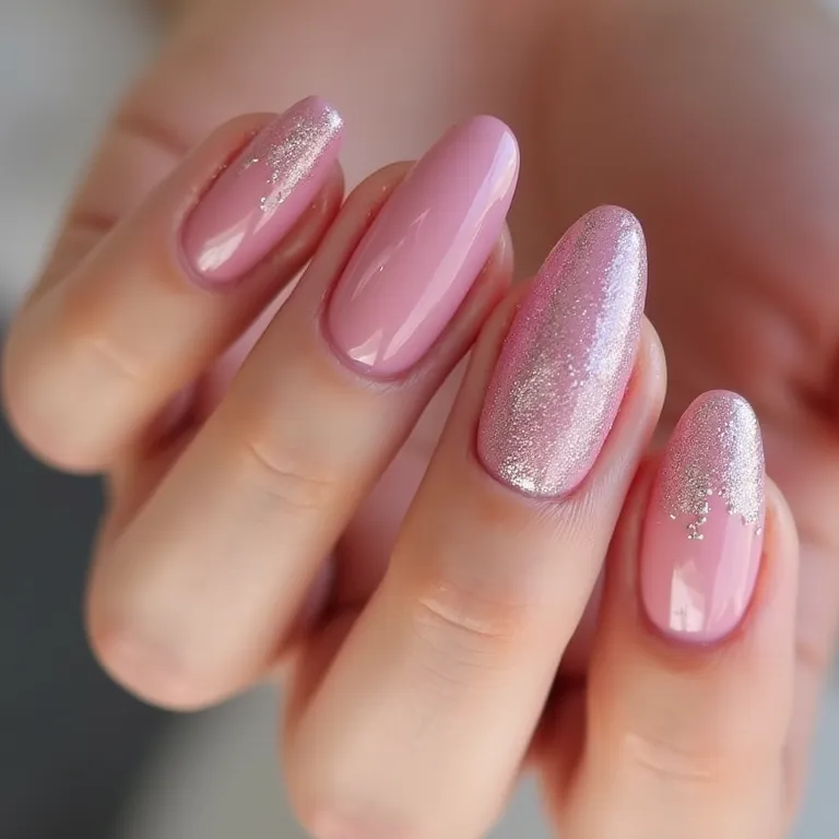 unha de gel rosa minimalista