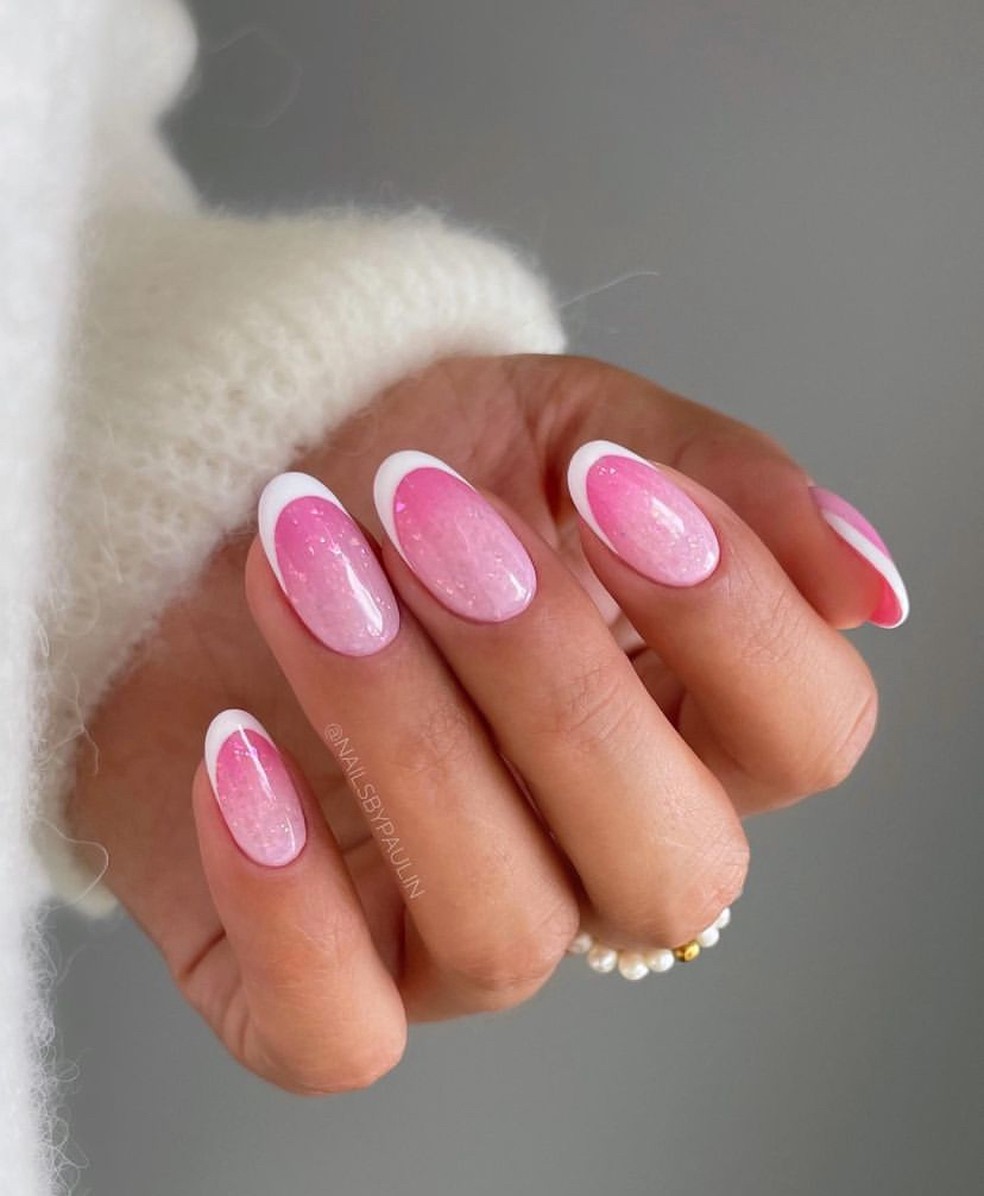 unha de gel pink decorada