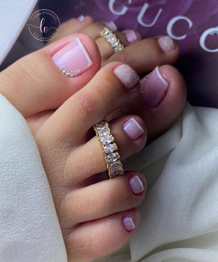 francesinha pé glitter dourado