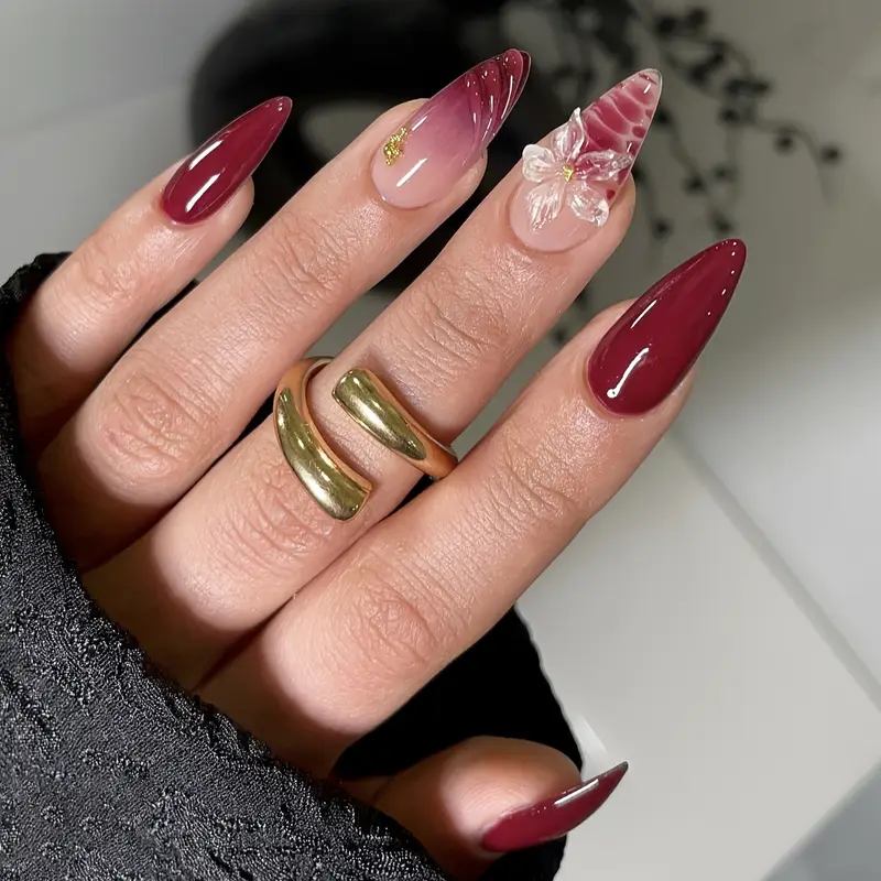 manicure em gel cor de vinho