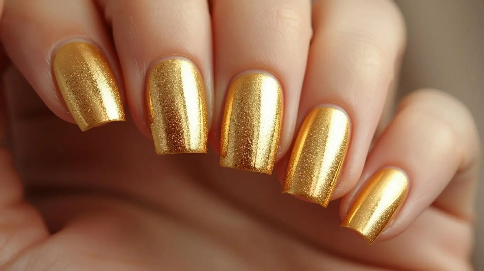 unhas nude metalizado