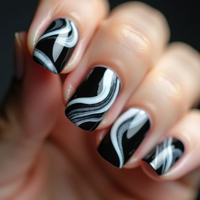 unhas decoradas preto e branco