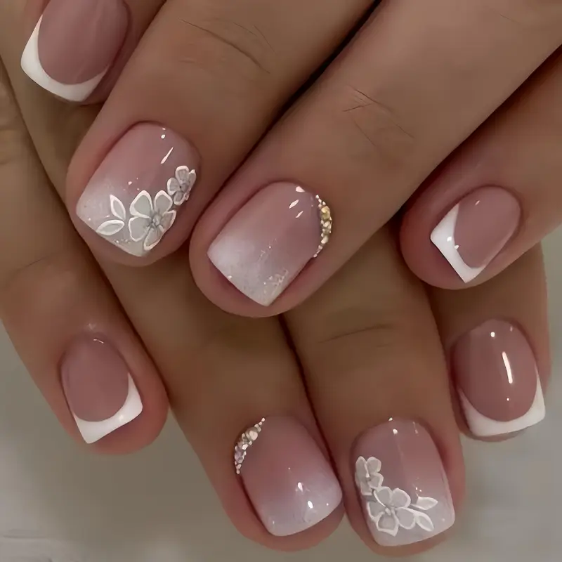 unha quadrada natural reforçada com gel