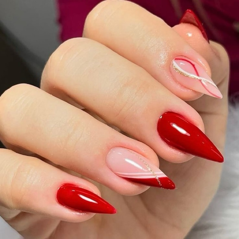 unha stiletto vinho poderosa