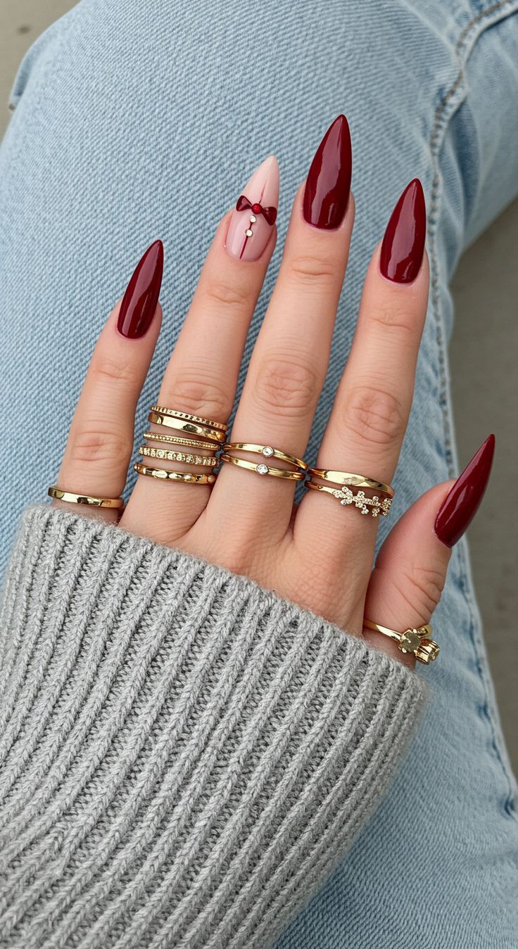 unha stiletto vinho matte