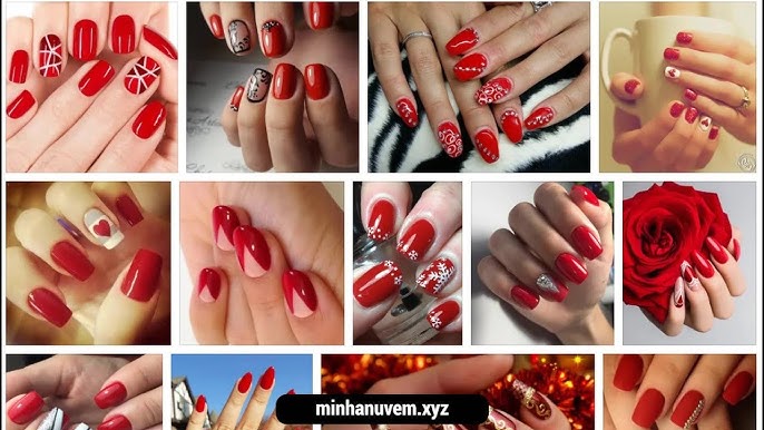 unhas vermelhas decoradas