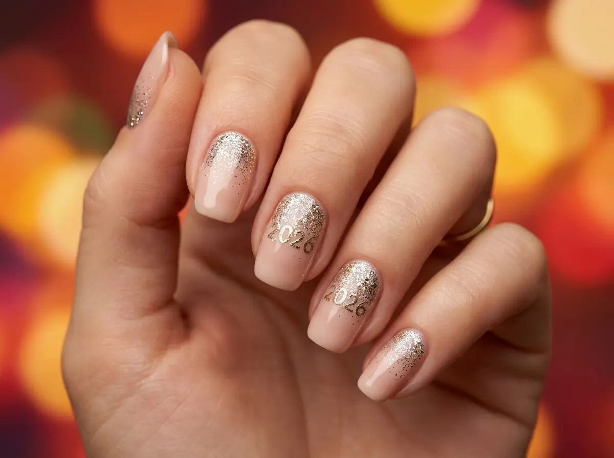 unha degradê com glitter
