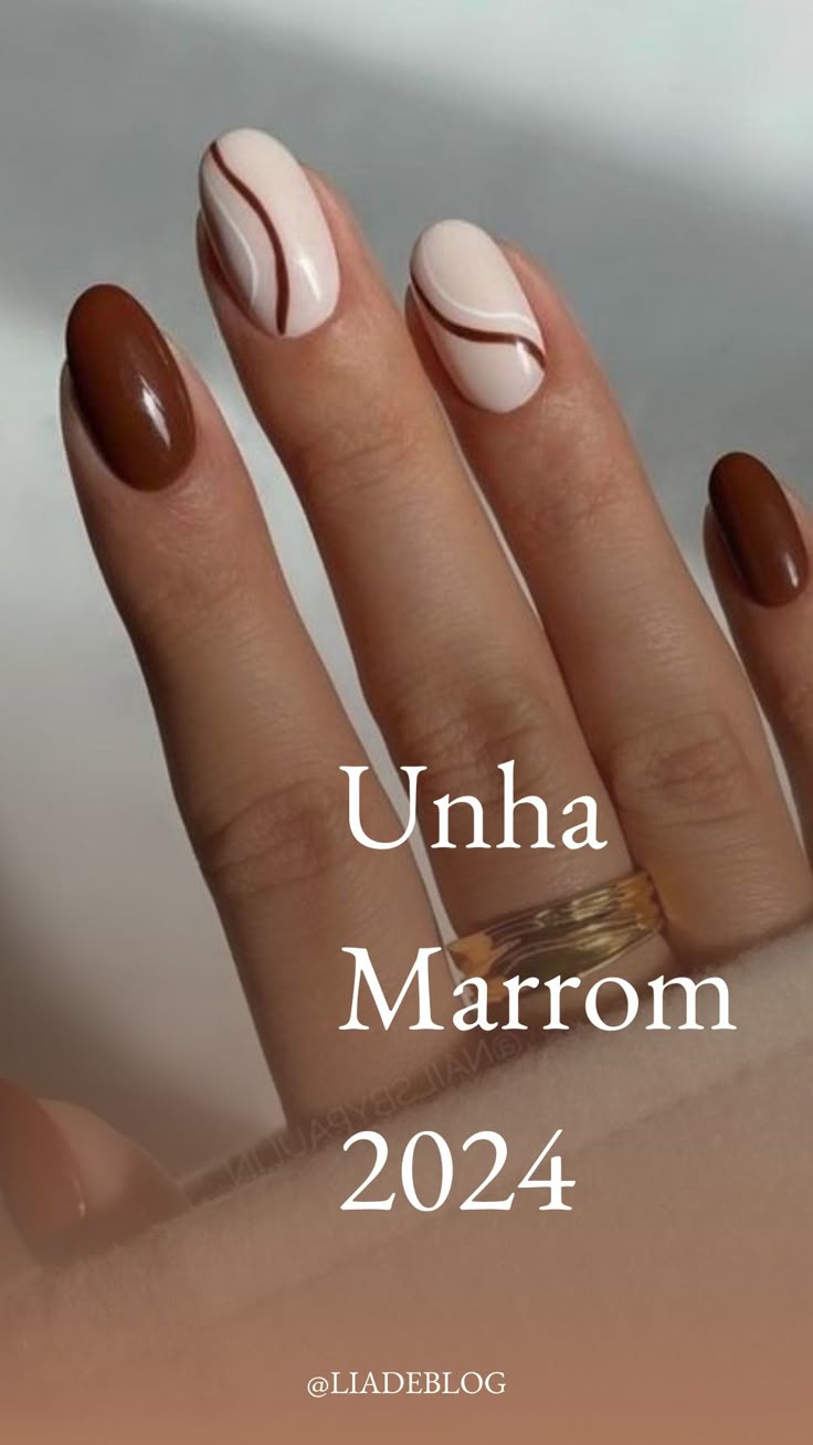 unhas de gel marrom chocolate