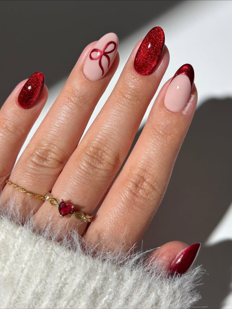 unhas natalinas em gel