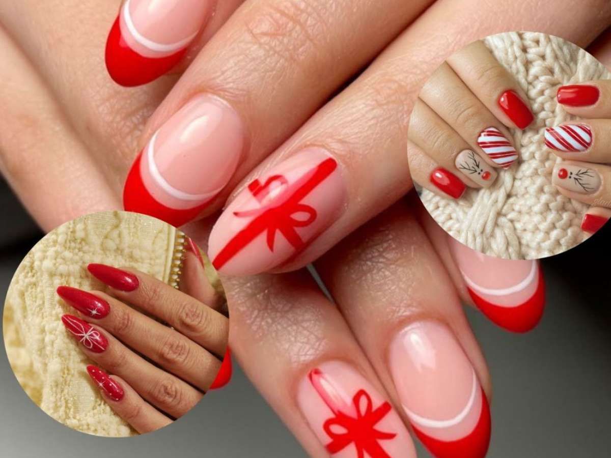 unhas francesinha de natal