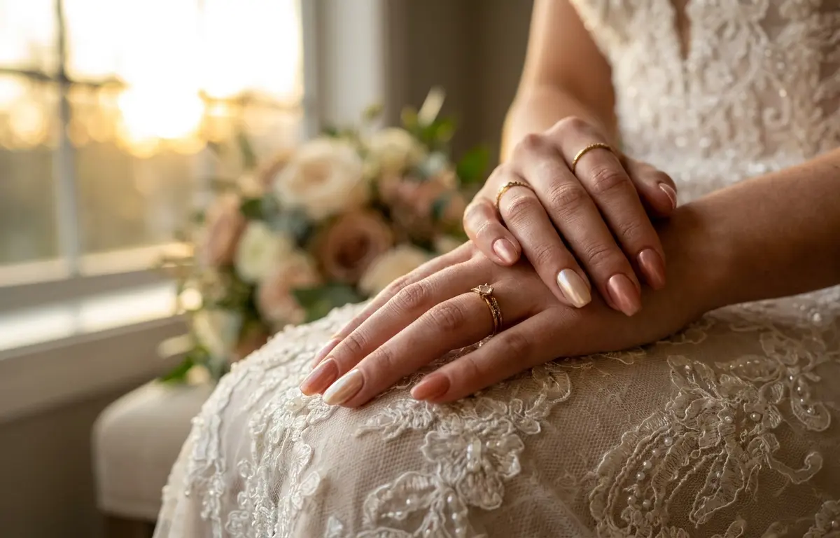 unhas de noiva em gel amêndoa
