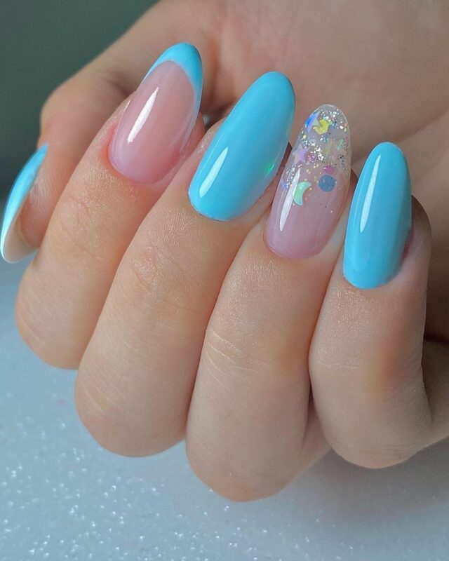 unhas para casamento azul bebê