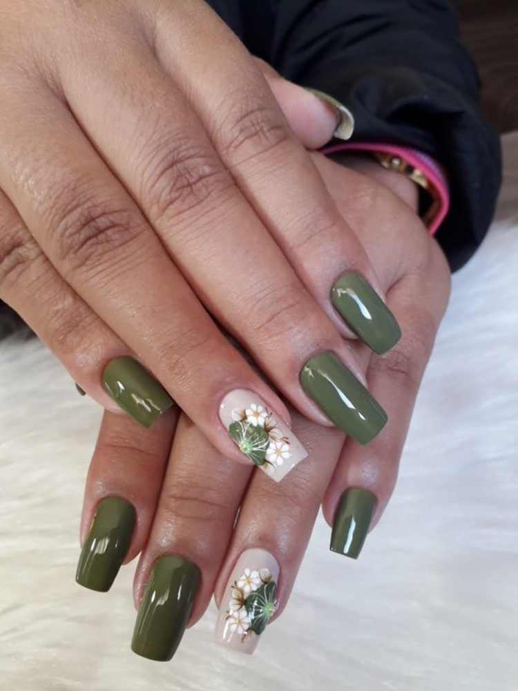 unhas francesinha verde oliva