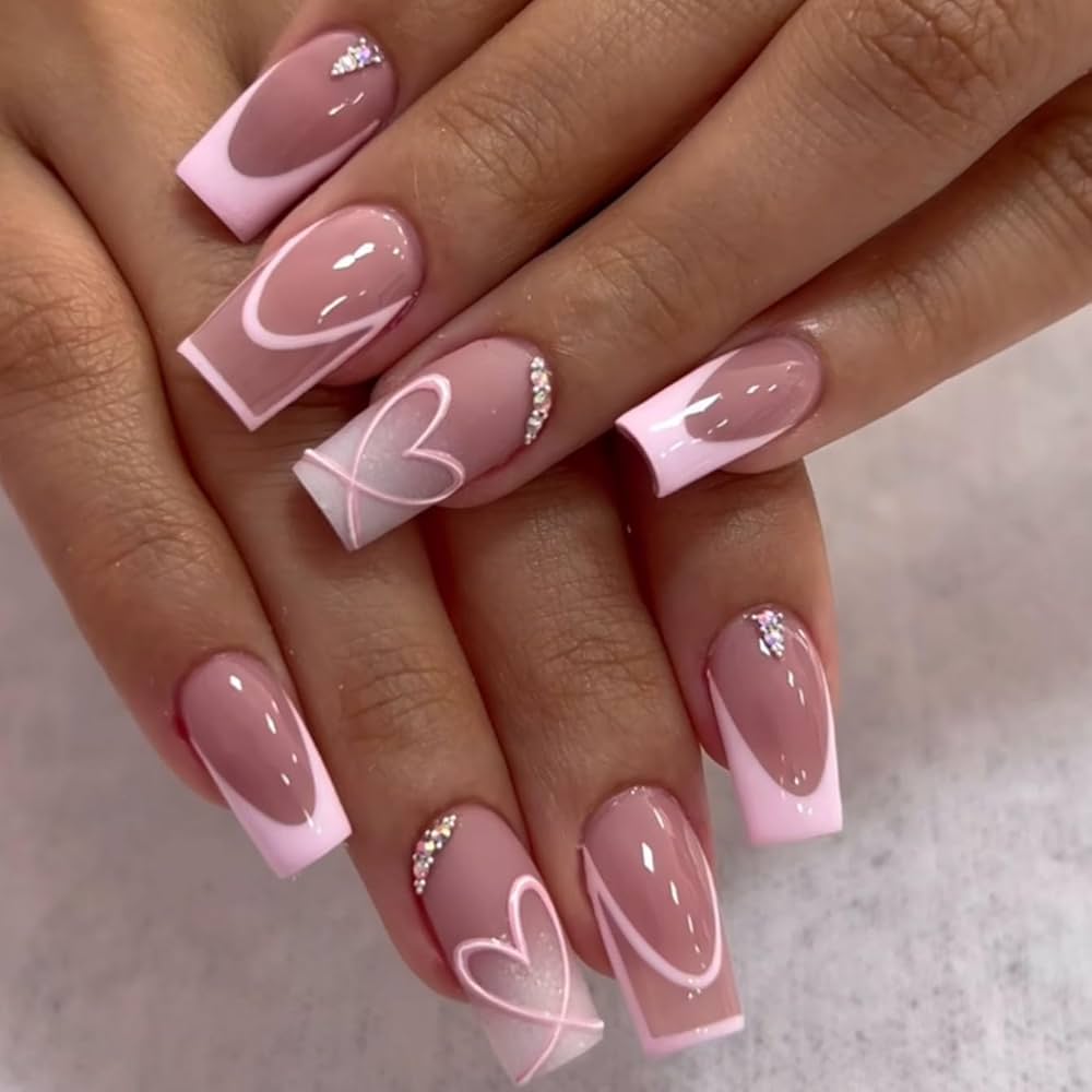 unhas quadradas com cantos arredondados em gel