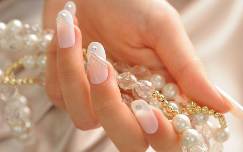 unhas de fibra de vidro decoradas para casamento
