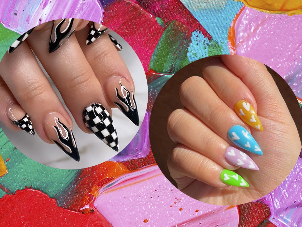 unhas stiletto decoradas fáceis
