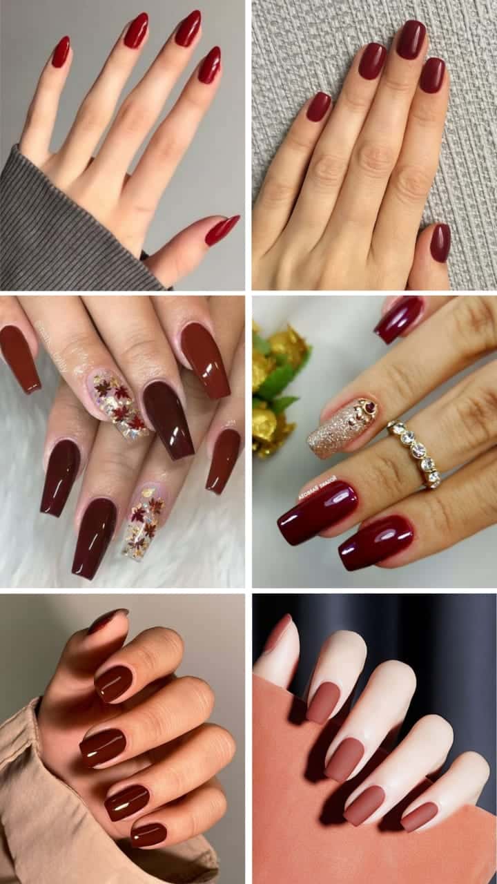 unhas terracota com dourado