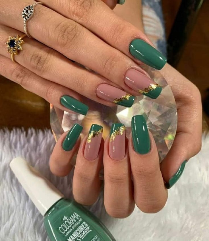 unhas decoradas verdes