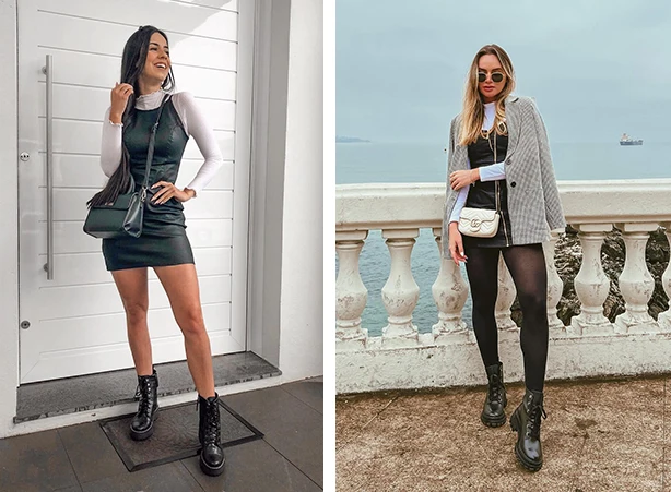 look vestido bota meia calça inverno 2026