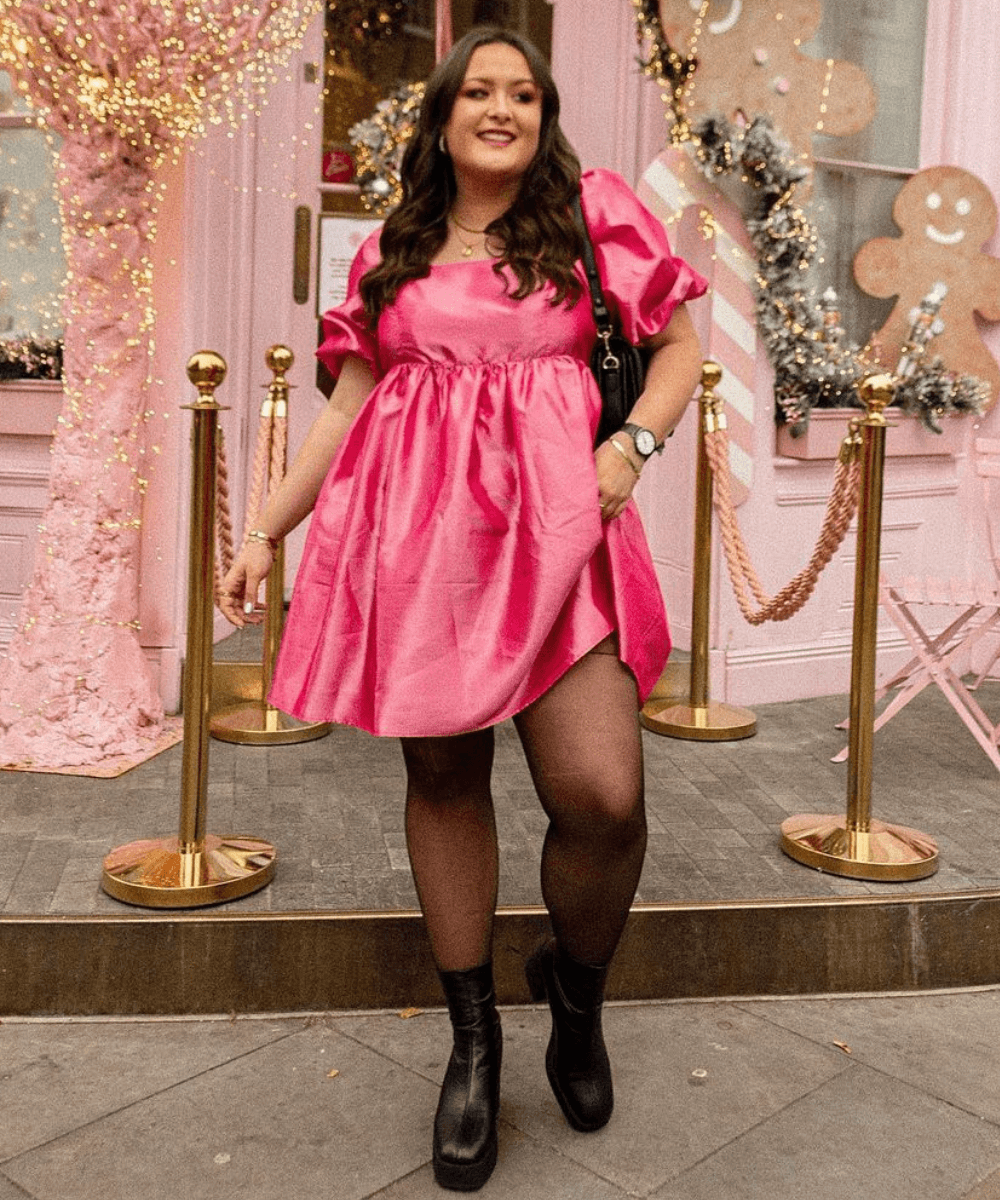 bota marrom vestido meia calça como usar