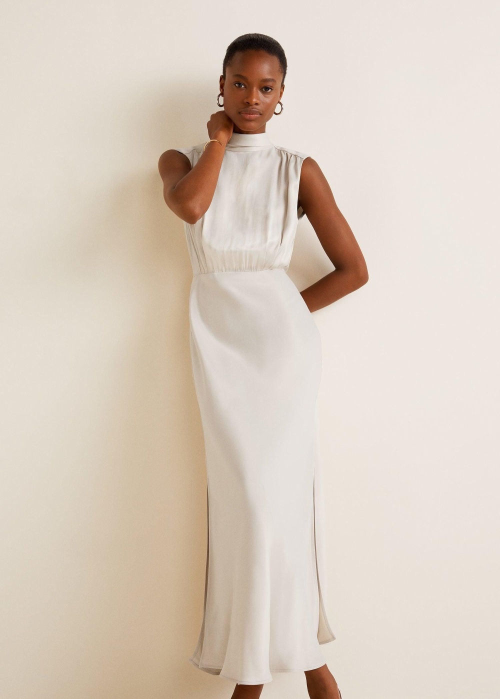 vestido de noiva com gola alta crepe