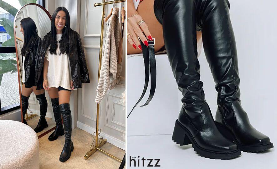 vestido longo com bota inverno